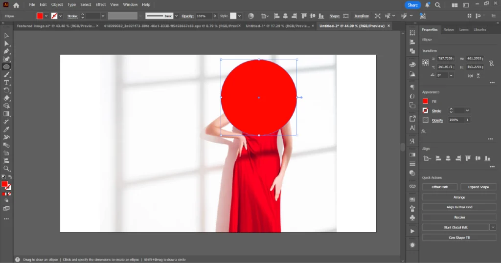 Drawing a shape on top of the image in Adobe Illustrator.