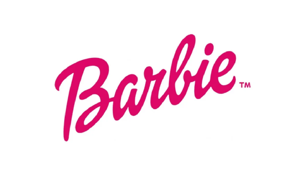 Barbie wordmark logo in bright pink color