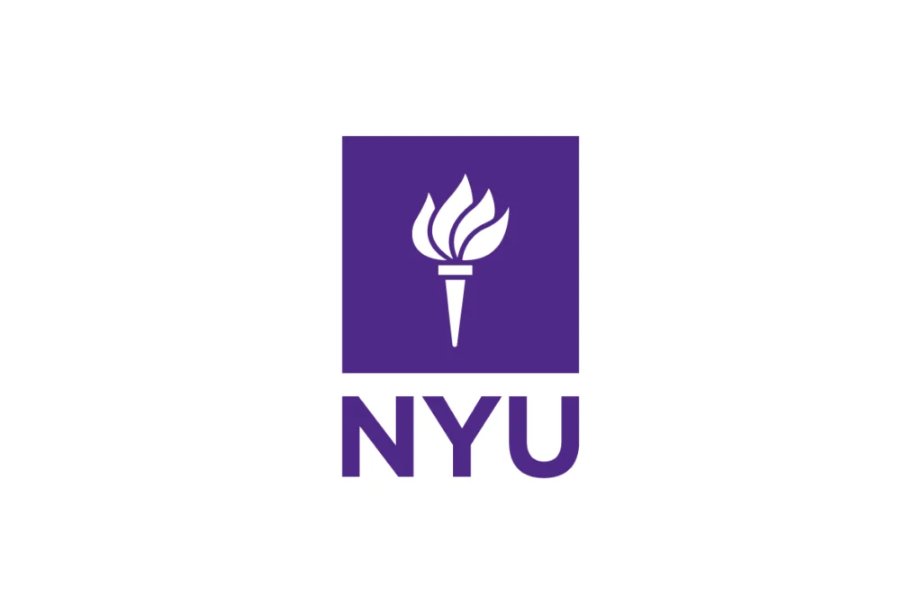 NYU logo with a purple torch icon and NYU lettering on a white background.