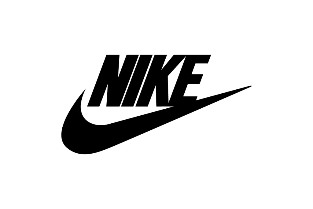 Nike logo in black, illustrating black color psychology in performance and sportswear branding.