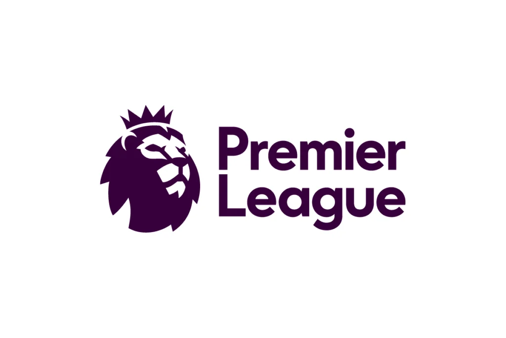 Premier League logo with a purple lion head emblem and text on a white background.