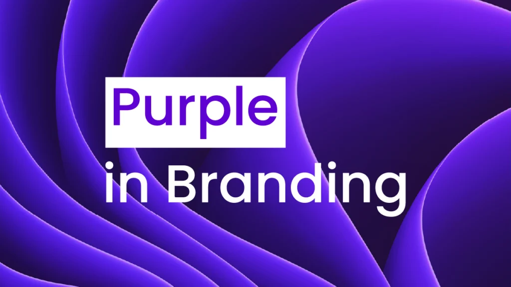 Purple abstract background with the text “Purple in Branding,” representing the role of purple in brand identity design.