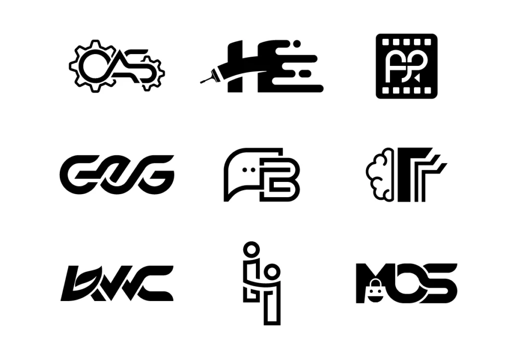 Monogram logo collection showing modern startup lettermark examples for the blog post Monogram Logo for Startups: Is It the Best Choice in 2026?